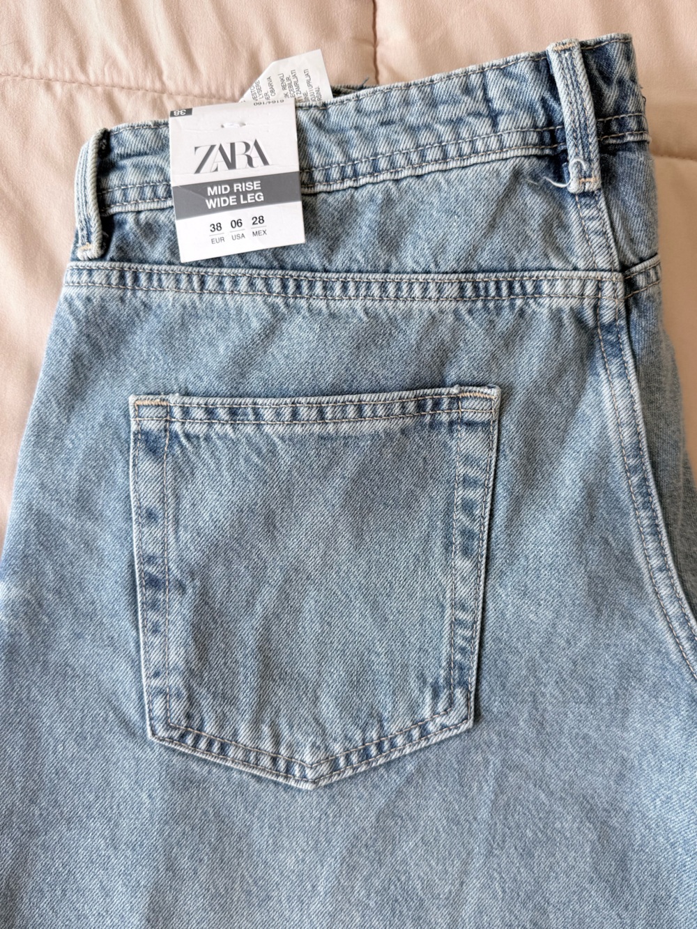 Zara womens Wide Leg Light Wash Jeans - Blue - Picture 4 of 4
